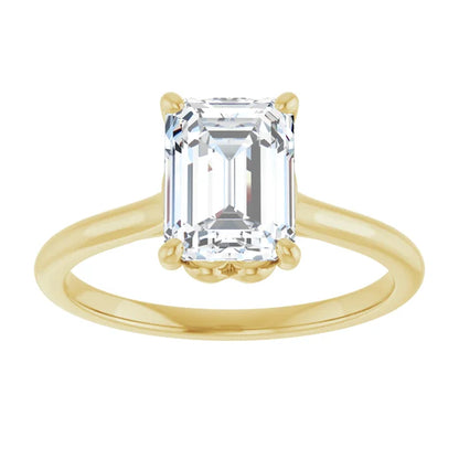 Four Claw Emerald Solitaire Engagement Ring