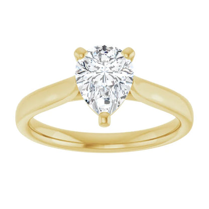 Three Claw Pear Solitaire Engagement Ring