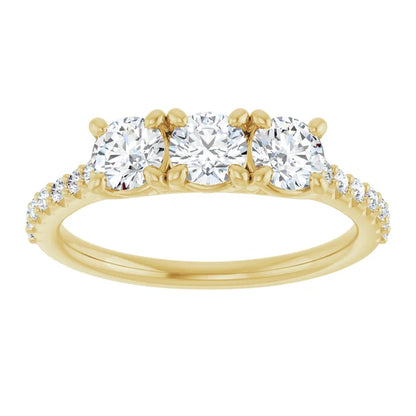 Round Brilliant Tri -Stone Style Engagement Ring