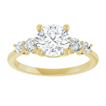 Round Brilliant Multi Stone Accent Style Engagement Ring