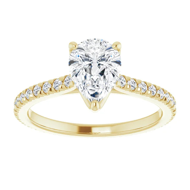 Pear Claw Set Eternity Style Engagement Ring