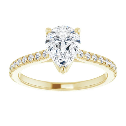 Pear Claw Set Eternity Style Engagement Ring
