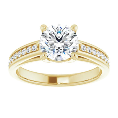 Round Brilliant Yellow Gold Claw Set Style Moissanite Engagement Ring 