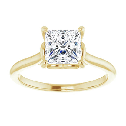 Four Claw Princess Solitaire Engagement Ring