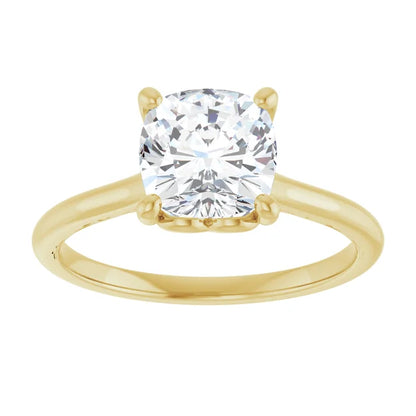 Four Claw Cushion Solitaire Engagement Ring