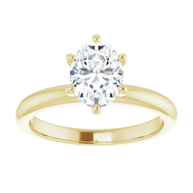 Oval Yellow Gold Solitaire Moissanite Engagement Ring