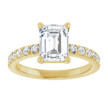 Emerald Four Claw Set Style Engagement Ring