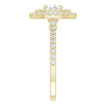 Oval Double Halo Yellow Gold Lab Diamond Engagement Ring 
