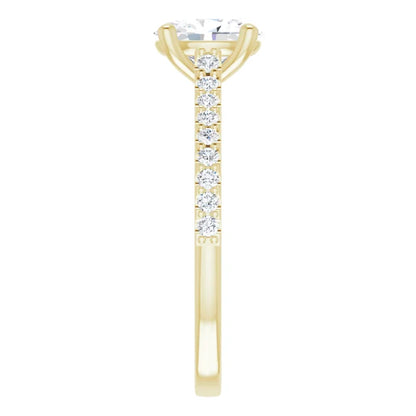 Oval Yellow Gold Pave Style Moissanite Engagement Ring 