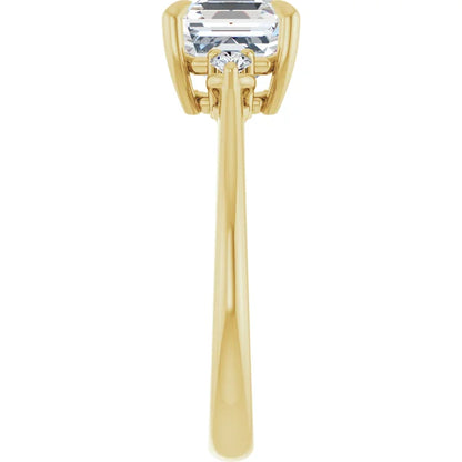 Asscher Accent Engagement Ring