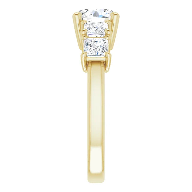 Round Brilliant Multi Stone Accent Style Engagement Ring