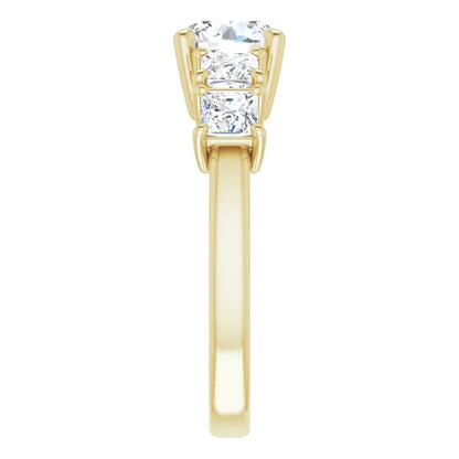 Round Brilliant Multi Stone Accent Style Engagement Ring