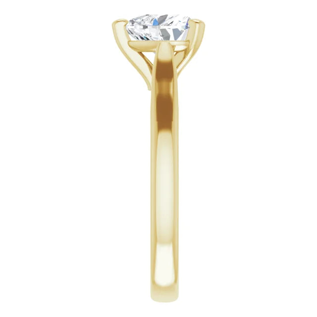 Heart Yellow Gold Solitaire Moissanite Engagement Ring