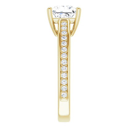 Princess Yellow Gold Claw Set Style Moissanite Engagement Ring 