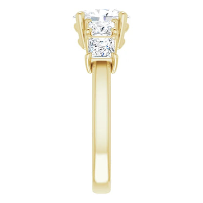 Oval Multi Stone Accent Style Engagement Ring