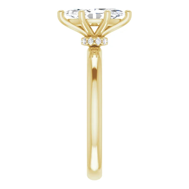 Marquise Yellow Gold Solitaire Moissanite Engagement Ring