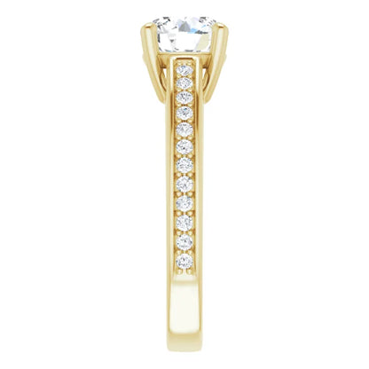 Round Brilliant Yellow Gold Claw Set Style Moissanite Engagement Ring 
