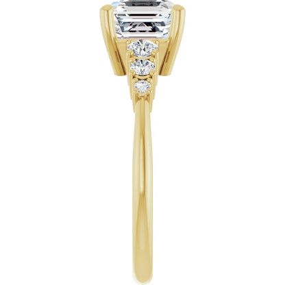 Asscher Multi Stone Accent Style Engagement Ring