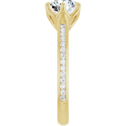 Round Brilliant Six Claw Channel Set Style Engagement Ring