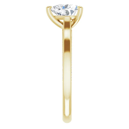 Heart Solitaire & Hidden Diamond Band Engagement Ring