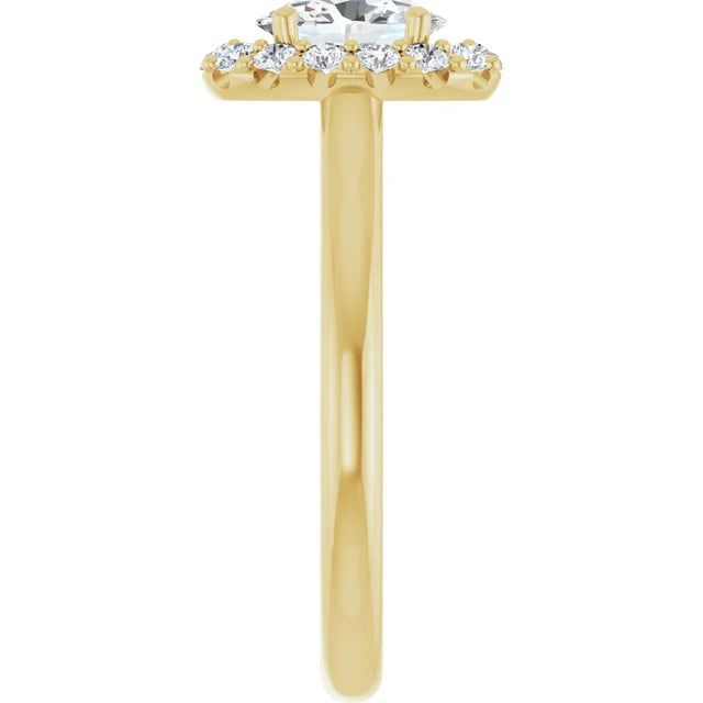 Oval Halo Solitaire Yellow Gold Moissanite Engagement Ring 