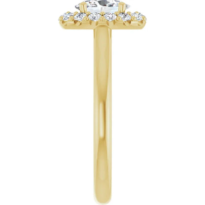Oval Halo Solitaire Yellow Gold Moissanite Engagement Ring 