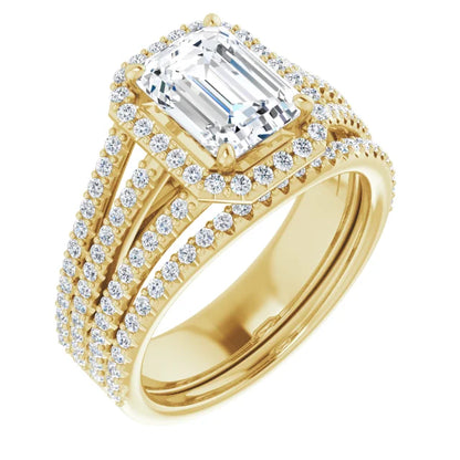 Emerald Halo Style Engagement Ring