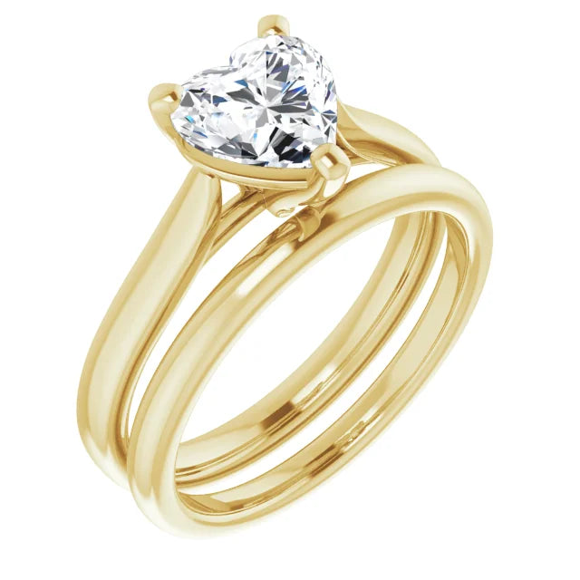 Heart Yellow Gold Solitaire Moissanite Engagement Ring