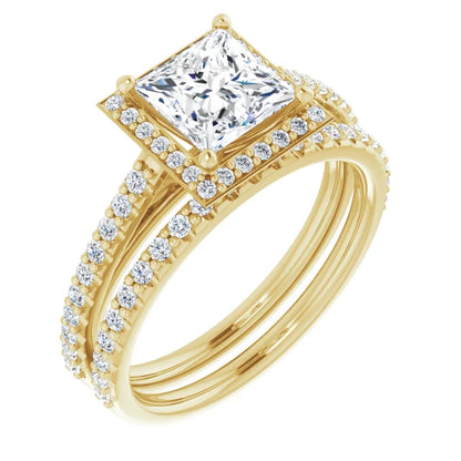 Princess Halo Style Engagement Ring