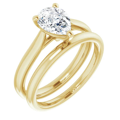 Three Claw Pear Solitaire Engagement Ring
