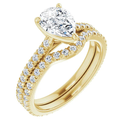 Pear Claw Set Eternity Style Engagement Ring