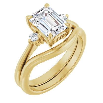 Emerald Accent Engagement Ring