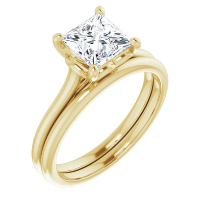 Four Claw Princess Solitaire Engagement Ring