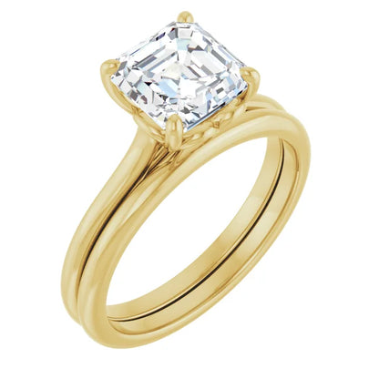 Four Claw Asscher Solitaire Engagement Ring