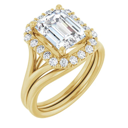 Emerald Halo Style Engagement Ring