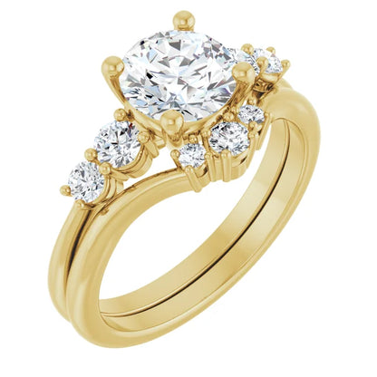 Round Brilliant Multi Stone Accent Style Engagement Ring