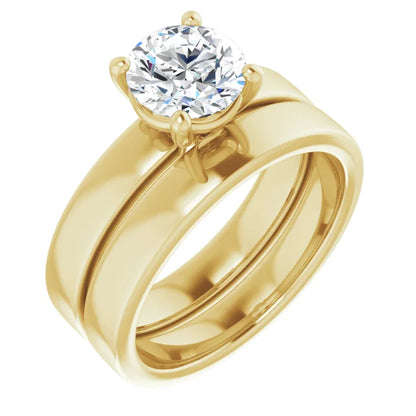 Round Brilliant Wide Band Solitaire Engagement Ring