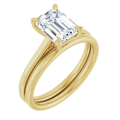 Four Claw Emerald Solitaire Engagement Ring