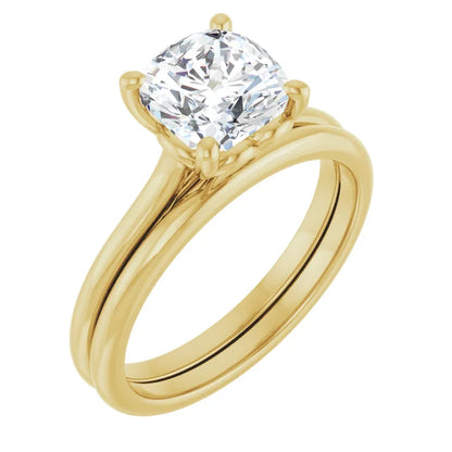 Four Claw Cushion Solitaire Engagement Ring