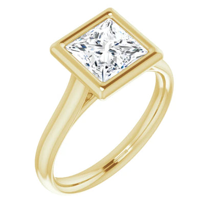 Princess Solitaire Bezel Engagement Ring