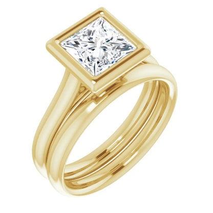 Princess Solitaire Bezel Engagement Ring