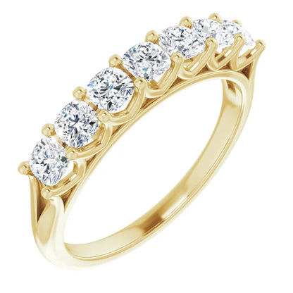 Seven Stone Cushion Cut Moissanite Anniversary Band