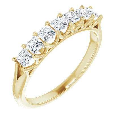 Seven Stone Princess Cut Moissanite Anniversary Band