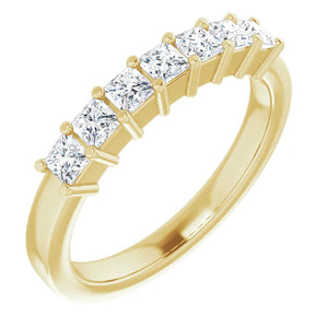 Seven Stone Princess Cut Moissanite Anniversary Band
