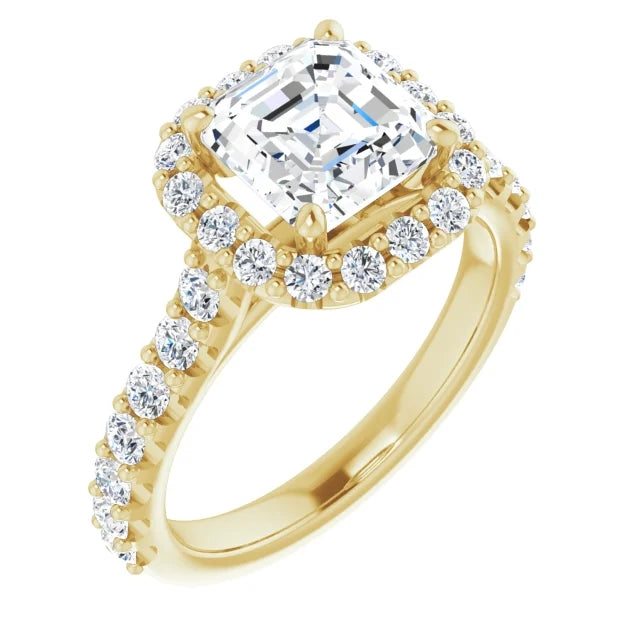 Asscher Halo Style Engagement Ring