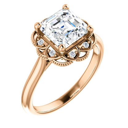 Asscher Antique Inspired Design Engagement Ring