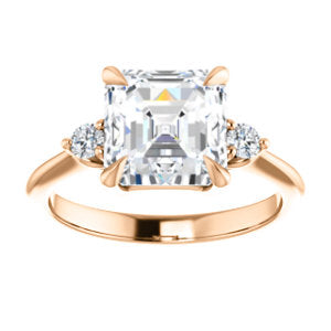 Asscher Accent Engagement Ring - I Heart Moissanites