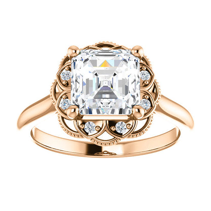 Asscher Antique Inspired Design Engagement Ring
