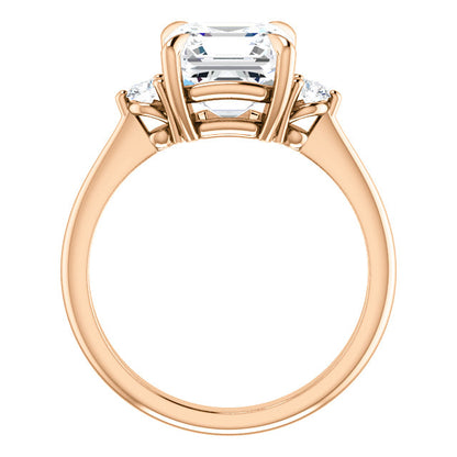 Asscher Accent Engagement Ring - I Heart Moissanites