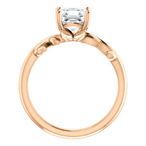 Asscher Solitaire Leaf Design Engagement Ring - I Heart Moissanites